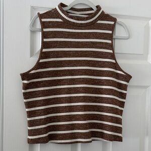 Old Navy Chocolate and Cream Striped Sweater Tank Top New With Tags -XL